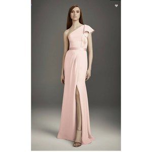 White By Vera Wang Bridesmaid Ruffled Double Cloth Dress Pink 10 New with tags